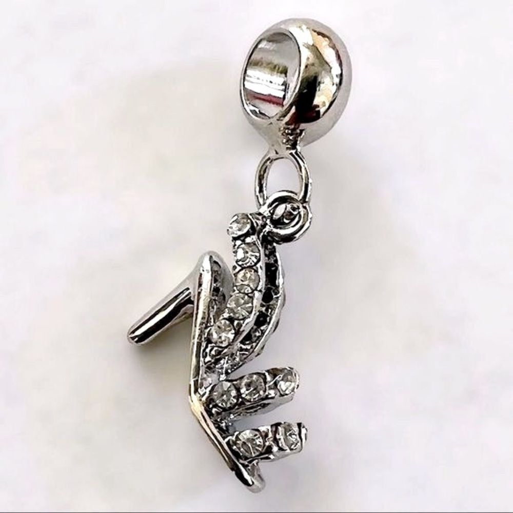 Silver Stiletto Rhinestone Dangle Charm - Picture 2 of 3